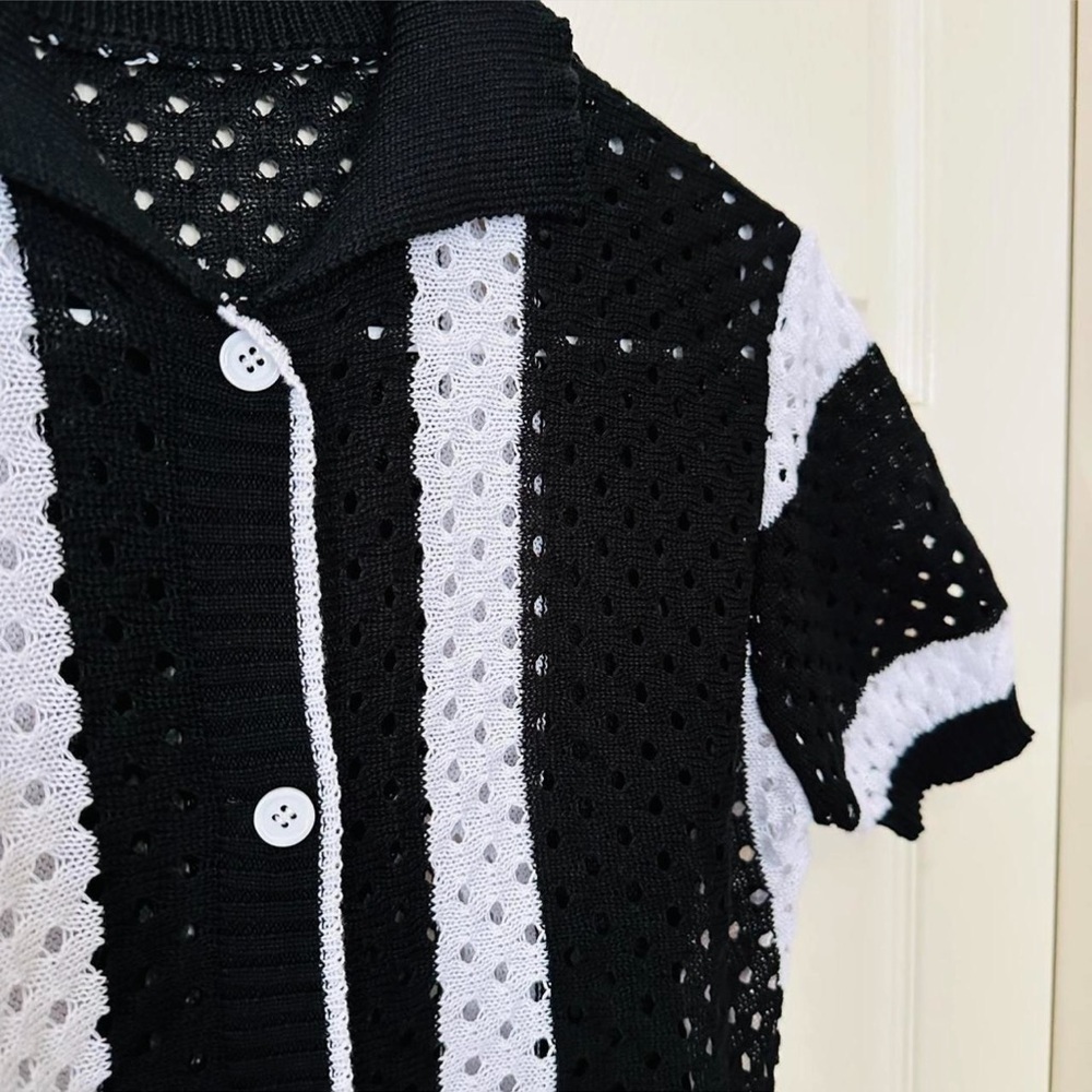 Stylish Black and White Knot Shorts & Shirt Set - Picture 5 of 6